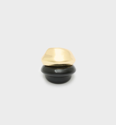 Anello Oversize Bombato – nero/oro, elegante e moderno