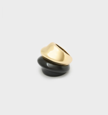 Anello Oversize Bombato – nero/oro, elegante e moderno