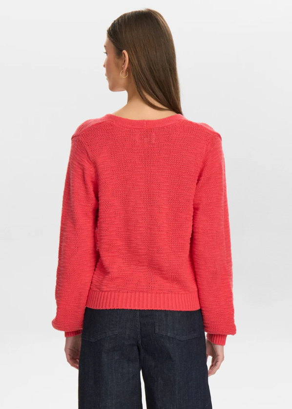 Cardigan Cropped in Cotone con Scollo a V - Geranio