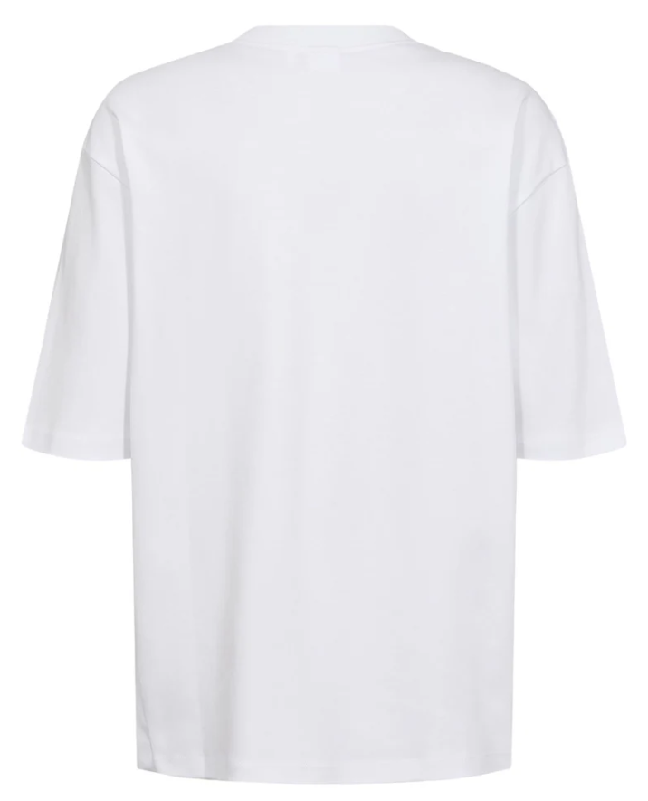 T-shirt bianca oversize in cotone con girocollo