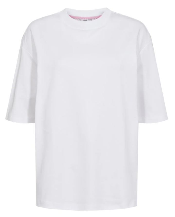T-shirt bianca oversize in cotone con girocollo