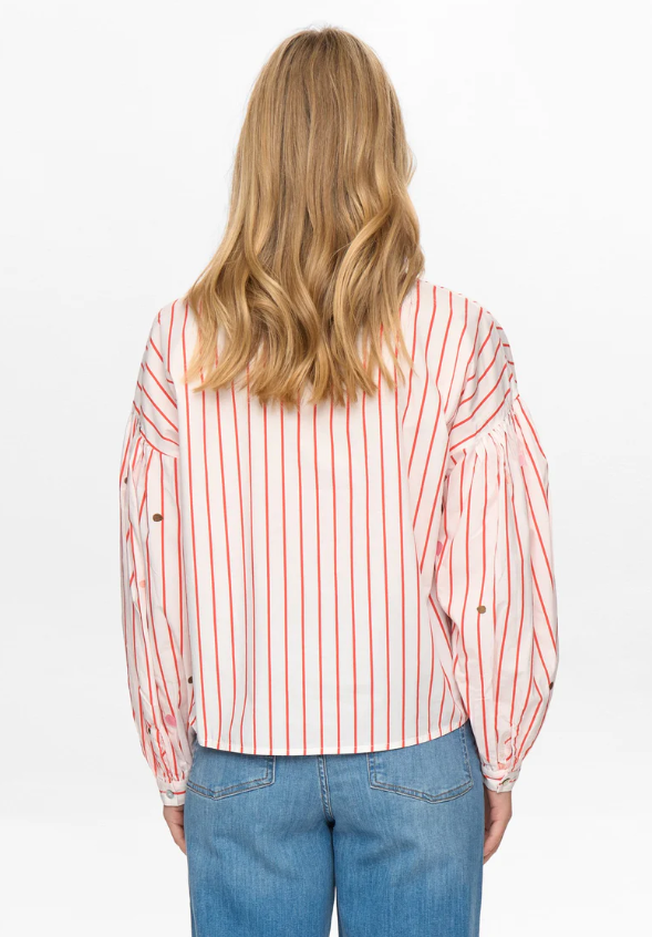 Camicia a righe con ricami