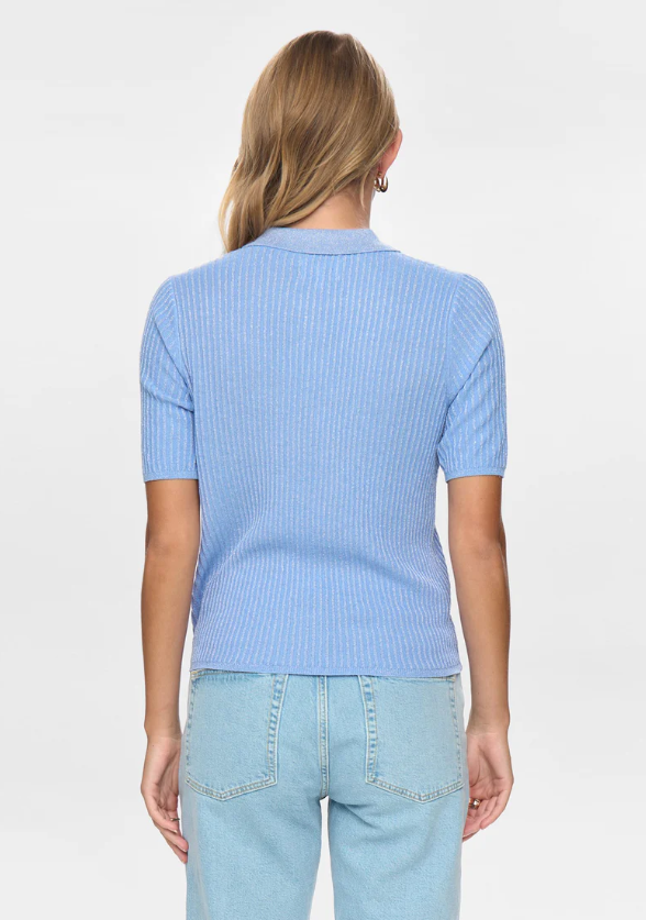 Polo in viscosa azzurro Hydrangea