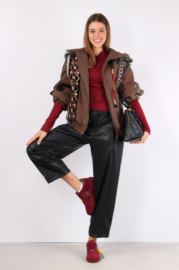 Felpa ricamata con frange – Capospalla Boho Chic