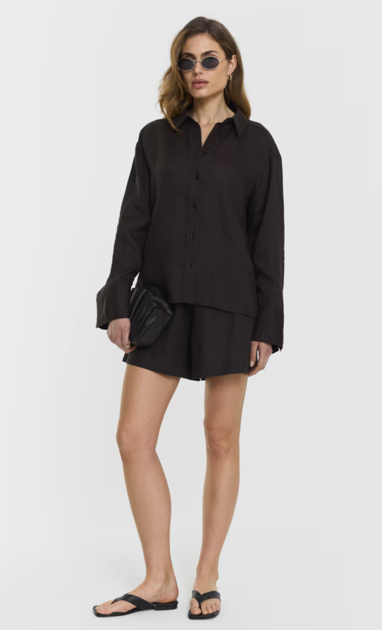 Melody Linen Shorts – Coffee
