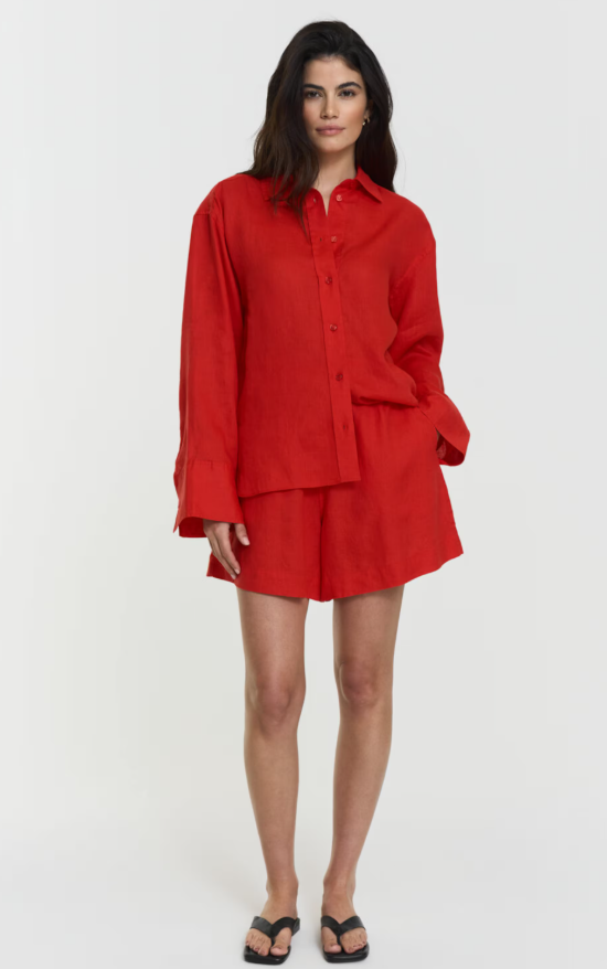 Melody Linen Shorts – Red