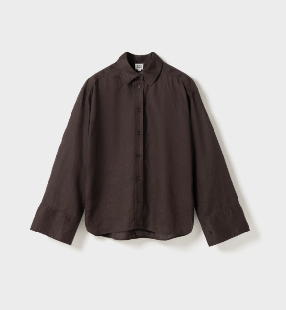 Camicia in lino color coffee Evianne