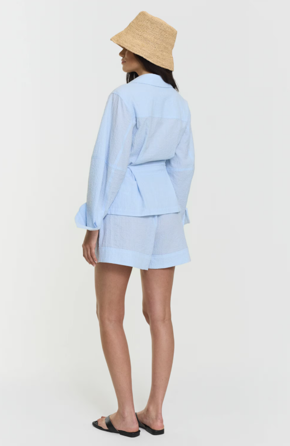 Camicia incrociata Mella a righe azzurro chiaro