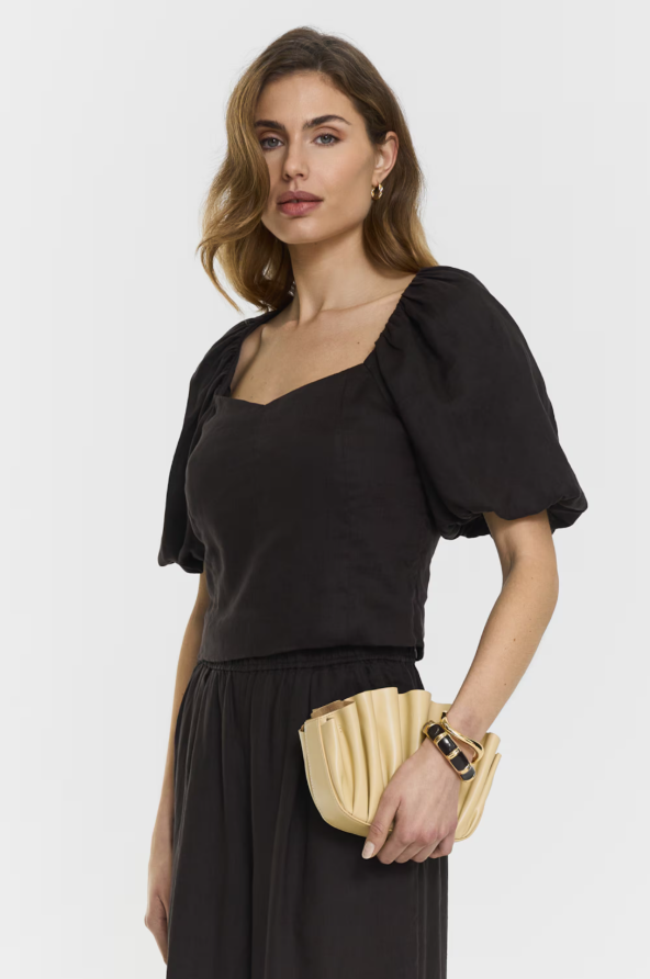 Top in lino Audrina Coffee