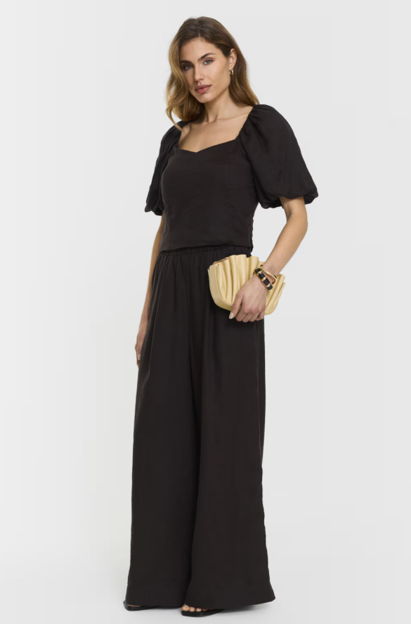 Top in lino Audrina Coffee
