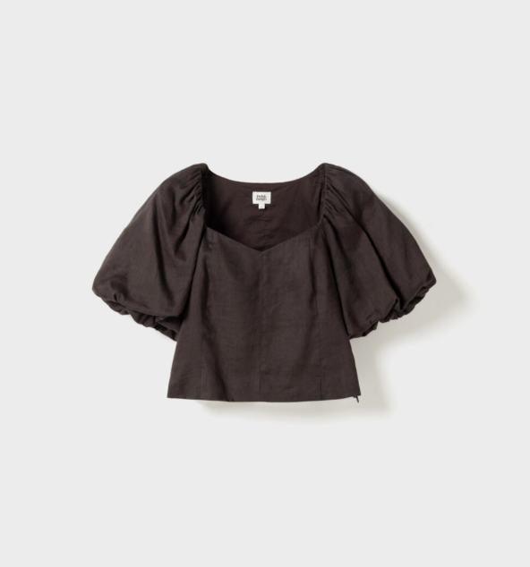 Top in lino Audrina Coffee