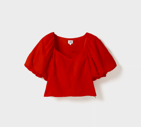 Audrina Linen Top – Red