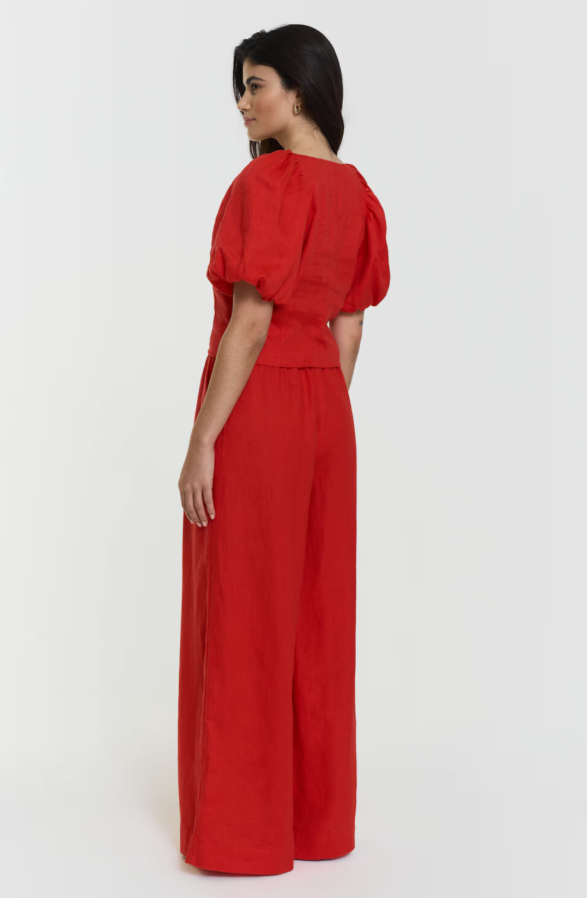 Audrina Linen Top – Red