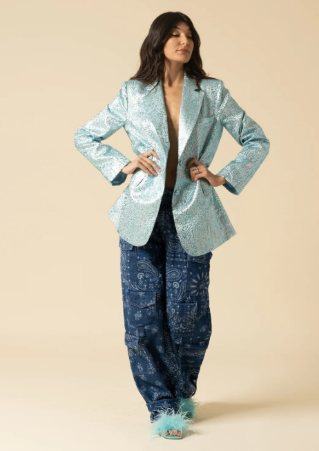 Jeans Cargo Oversize con Laseratura Bandana