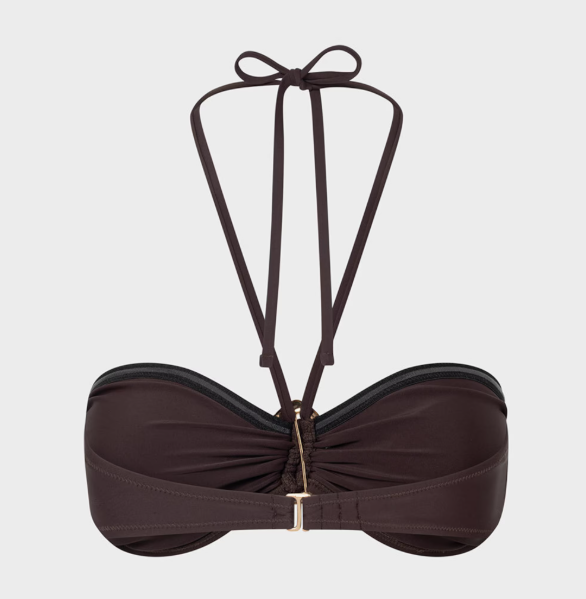 Top bikini fascia marrone con dettaglio gioiello