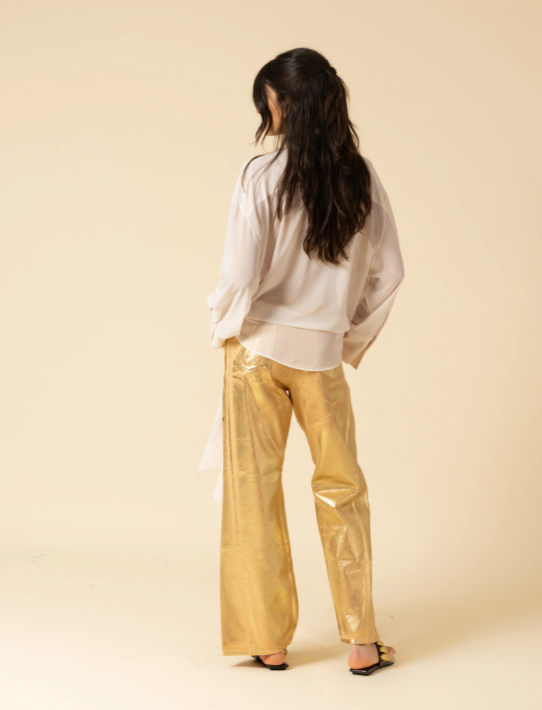 Camicia oversize in georgette con fiocco