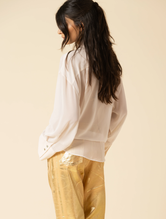 Camicia oversize in georgette con fiocco