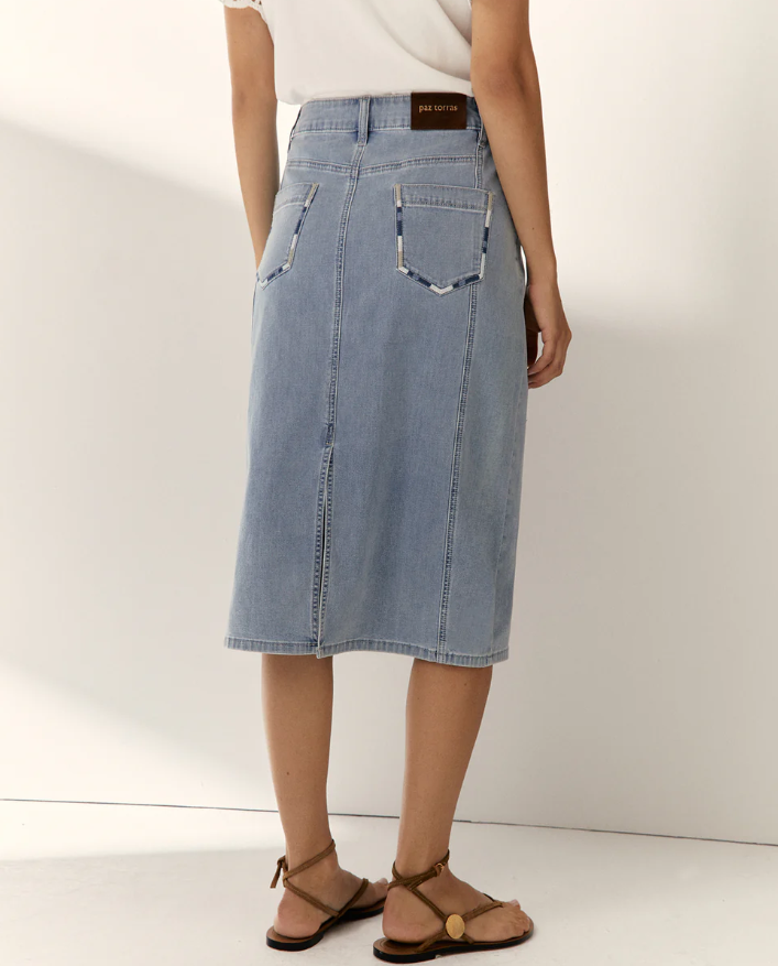 Gonna Midi In Denim Leggero