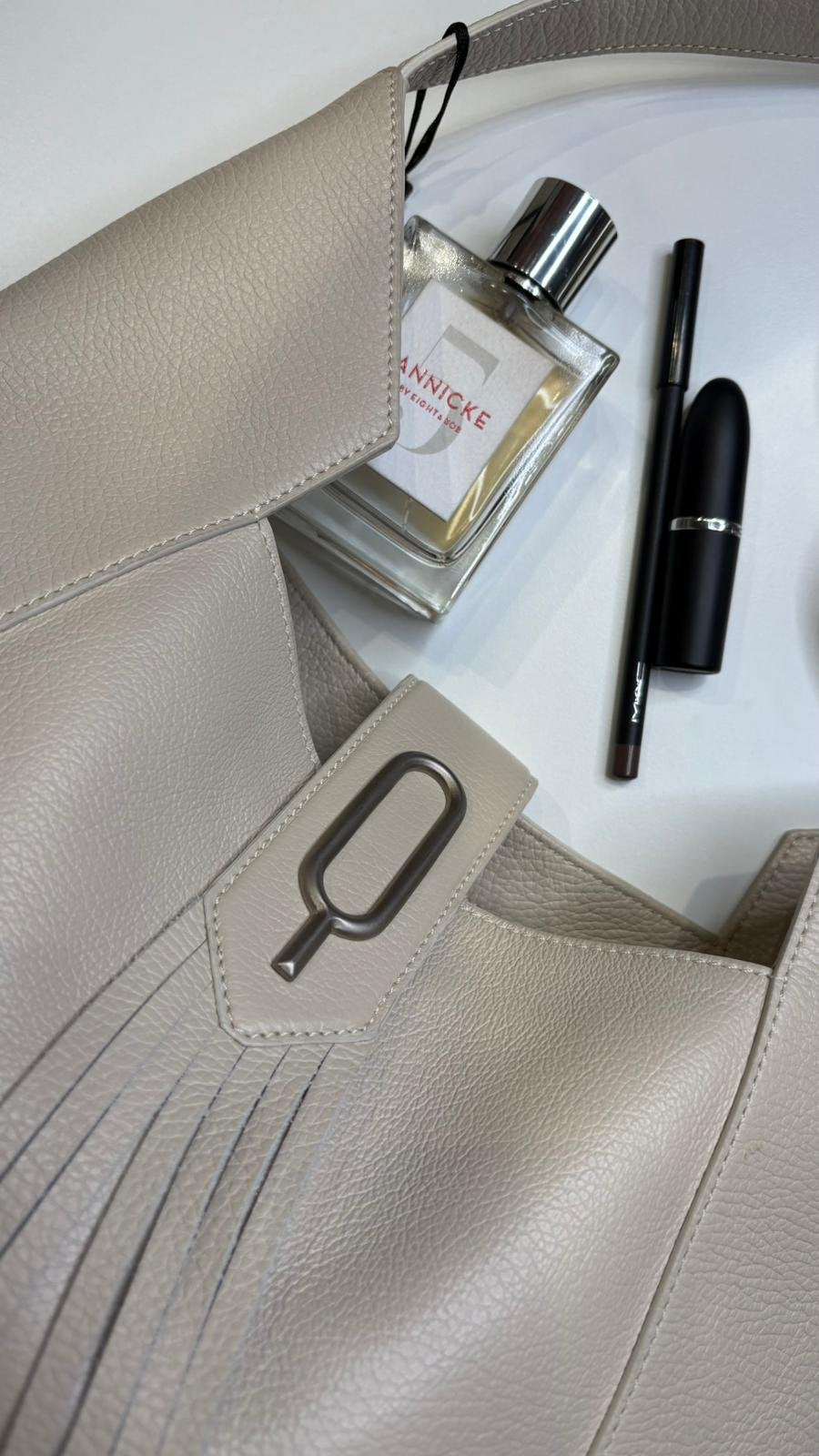Borsa Tote Quarzovivo – Pelle Bottolata Crema Panna