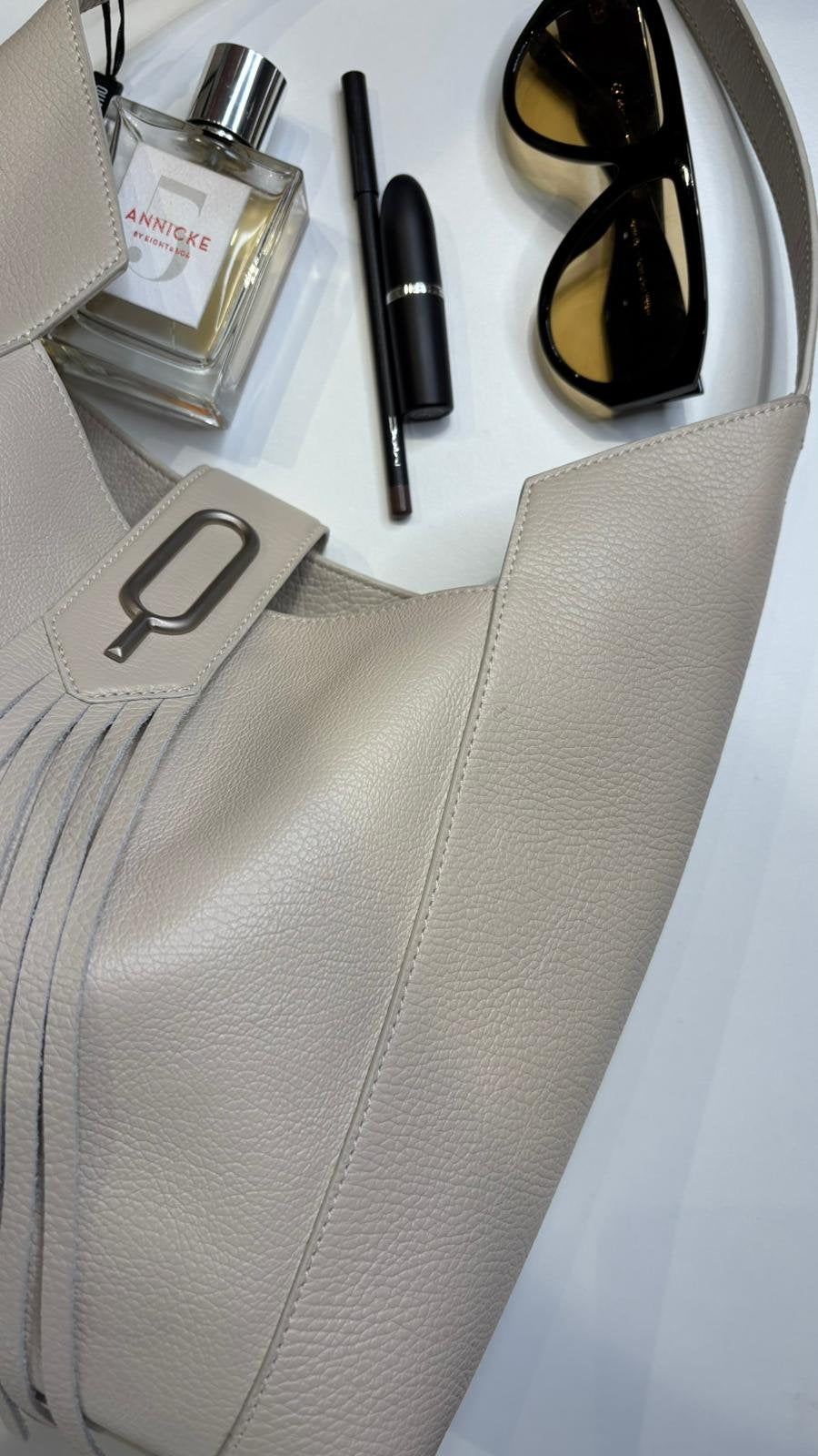 Borsa Tote Quarzovivo – Pelle Bottolata Crema Panna