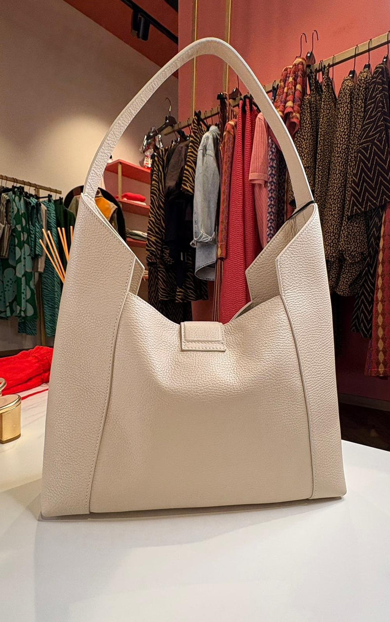 Borsa Tote Quarzovivo – Pelle Bottolata Crema Panna