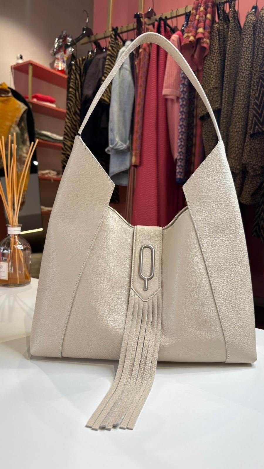 Borsa Tote Quarzovivo – Pelle Bottolata Crema Panna
