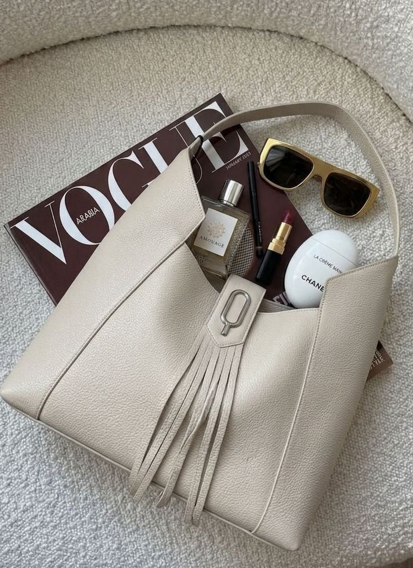 Borsa Tote Quarzovivo – Pelle Bottolata Crema Panna