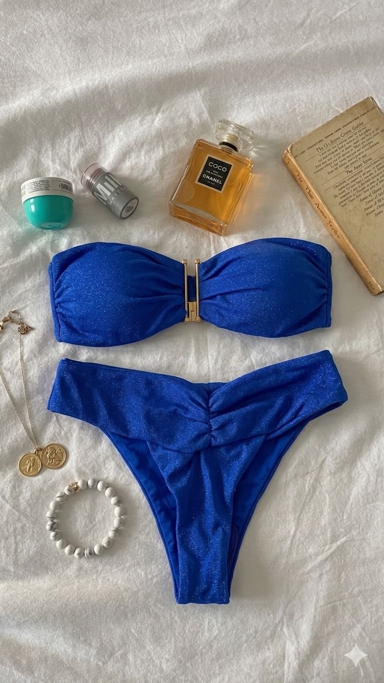 Lady Bikini Lurex Blu Elettrico