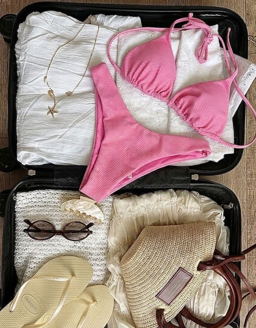 Bikini triangolo rosa lurex Mina