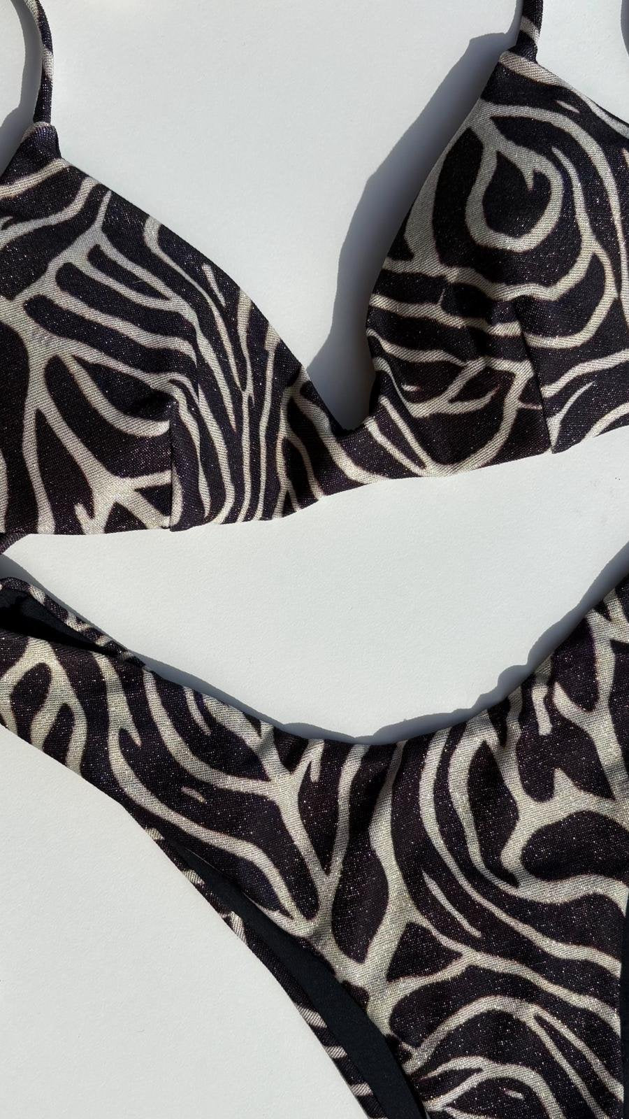 Bikini Tina Zebrato Lurex Bianco