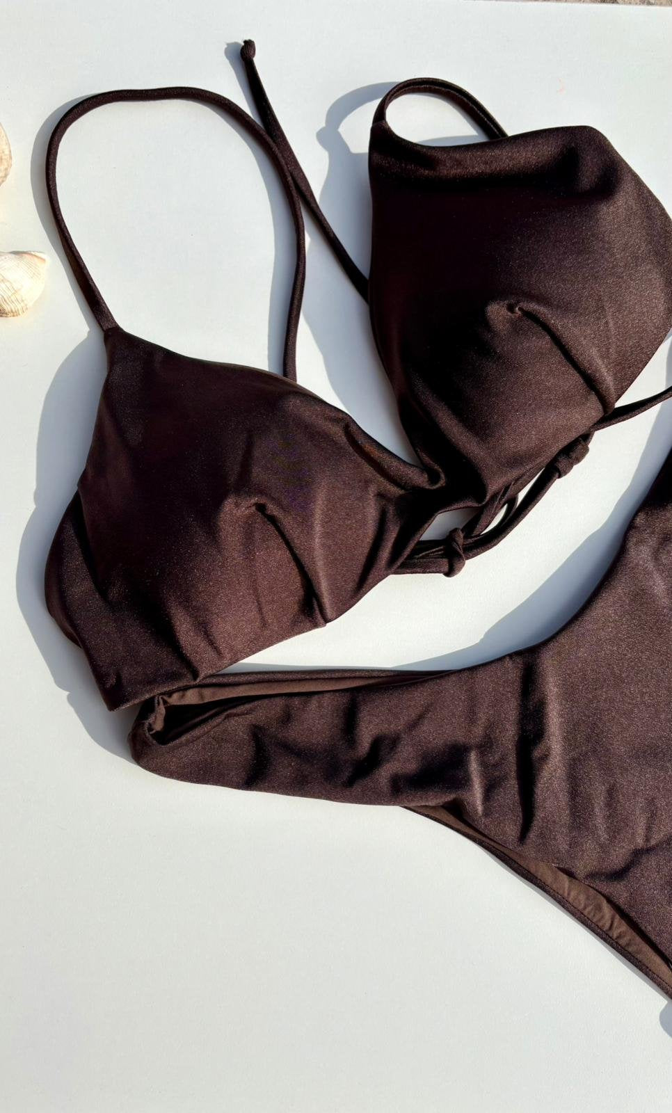 Bikini Tina Lycra Lucida Marrone