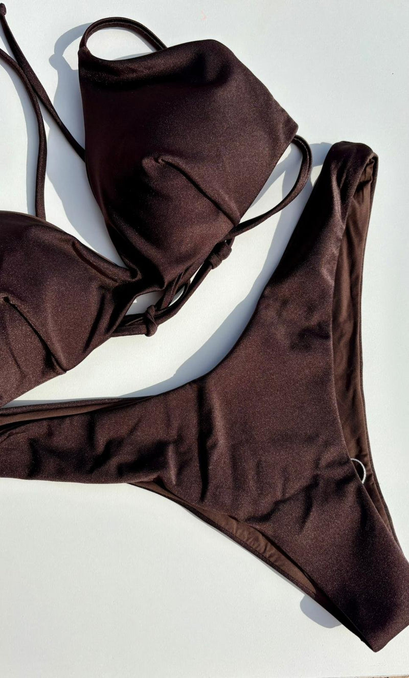 Bikini Tina Lycra Lucida Marrone