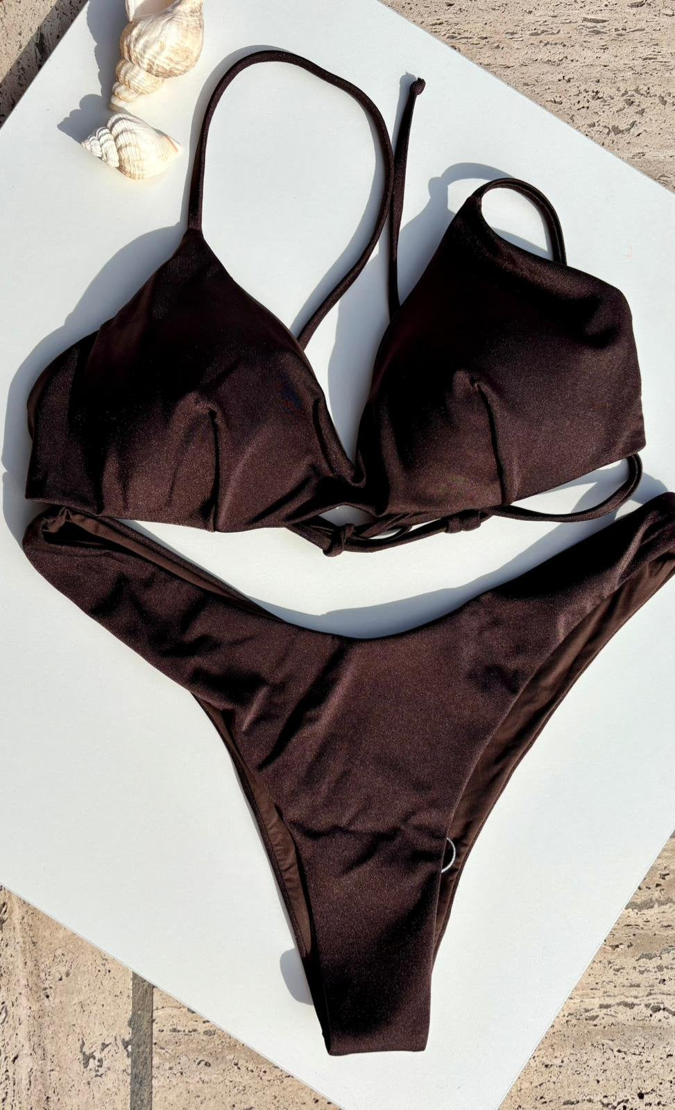 Bikini Tina Lycra Lucida Marrone