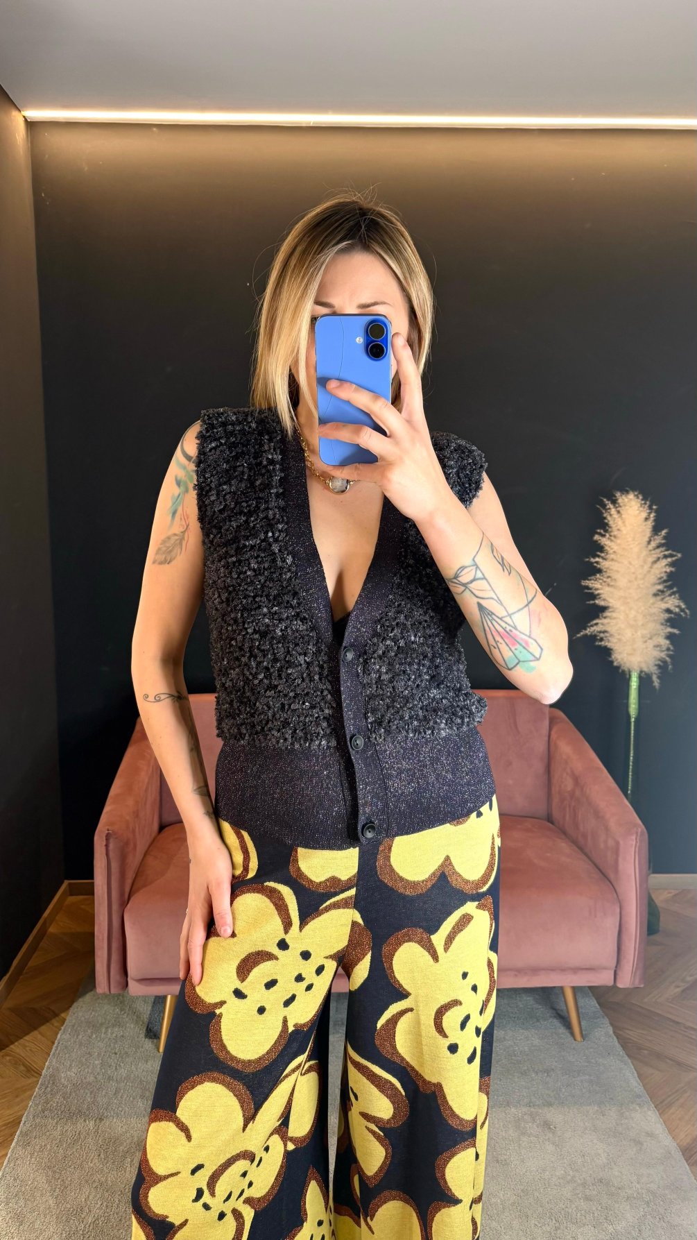 Gilet Lurex & Bouclé Blu – Chiara Bertani