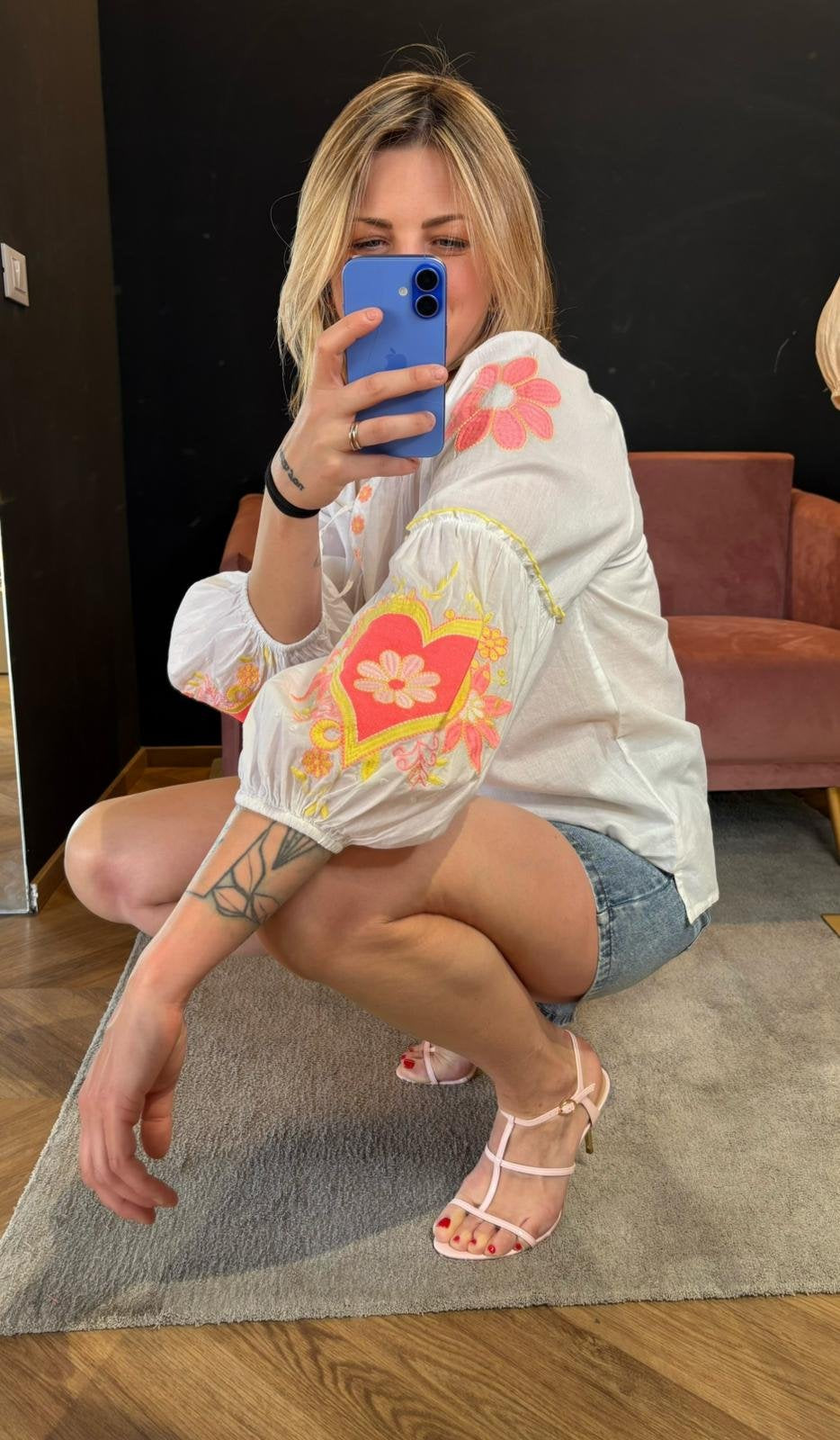 Blusa Phil Ricamata Cuore