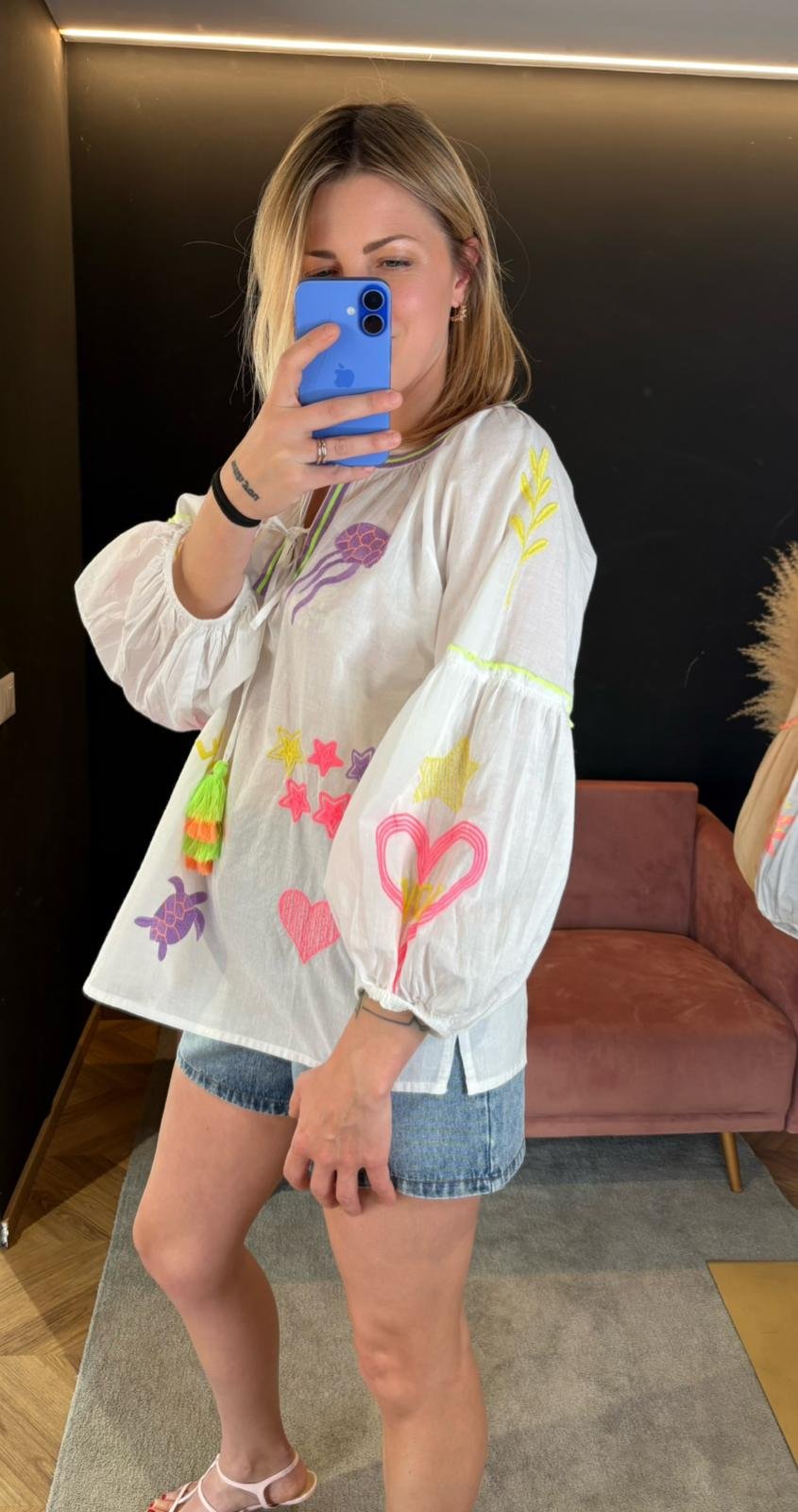 Blusa Ocean Ricamata Multicolor