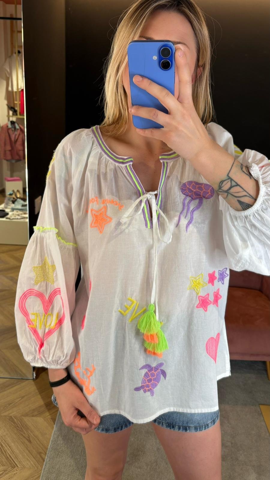 Blusa Ocean Ricamata Multicolor