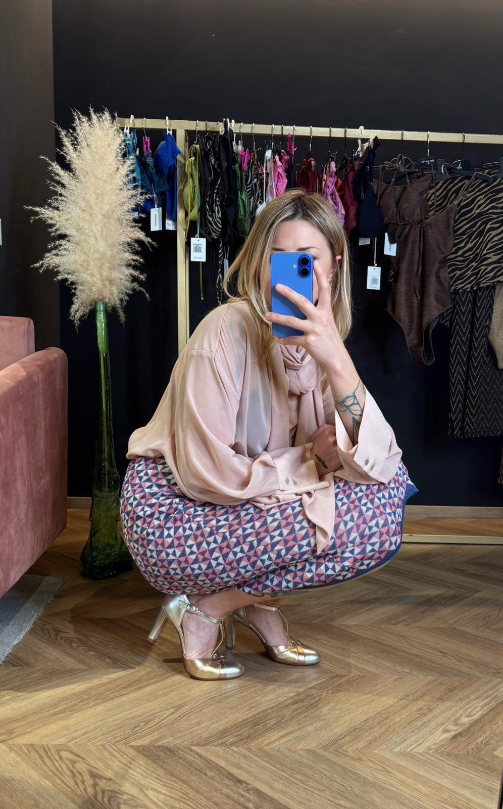 Gonna midi geometrica con lurex
