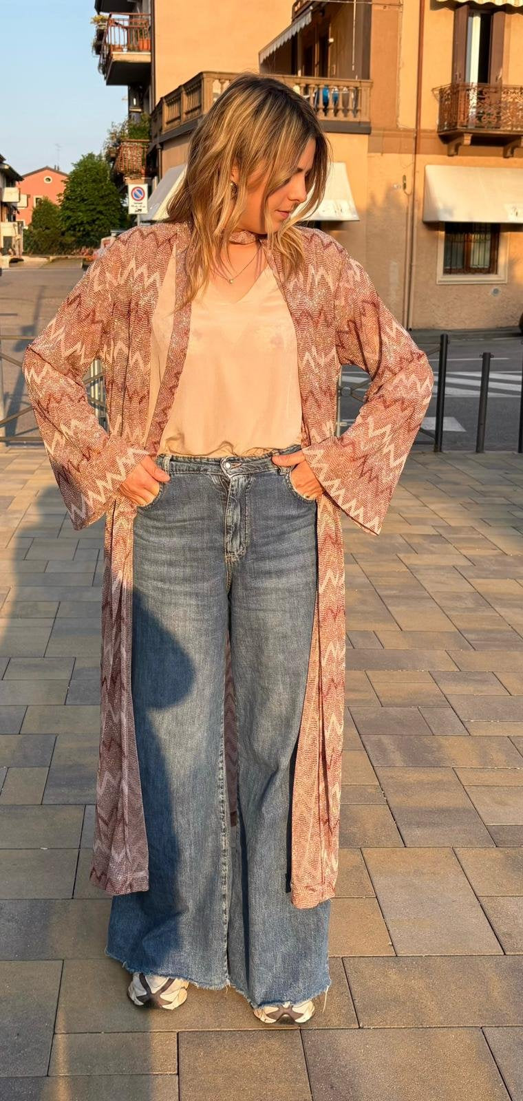 Maxi Kimono Lurex Zig Zag