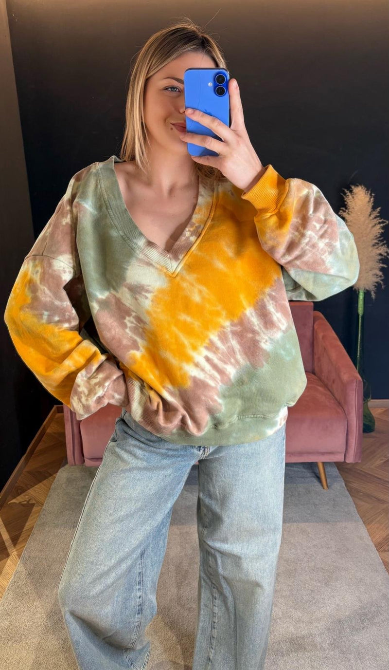 Felpa Oversize Tie Dye Army