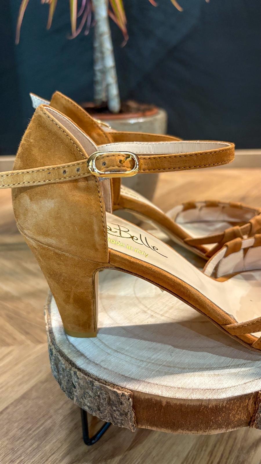 Sandalo in Suede Cuoio Intrecciato