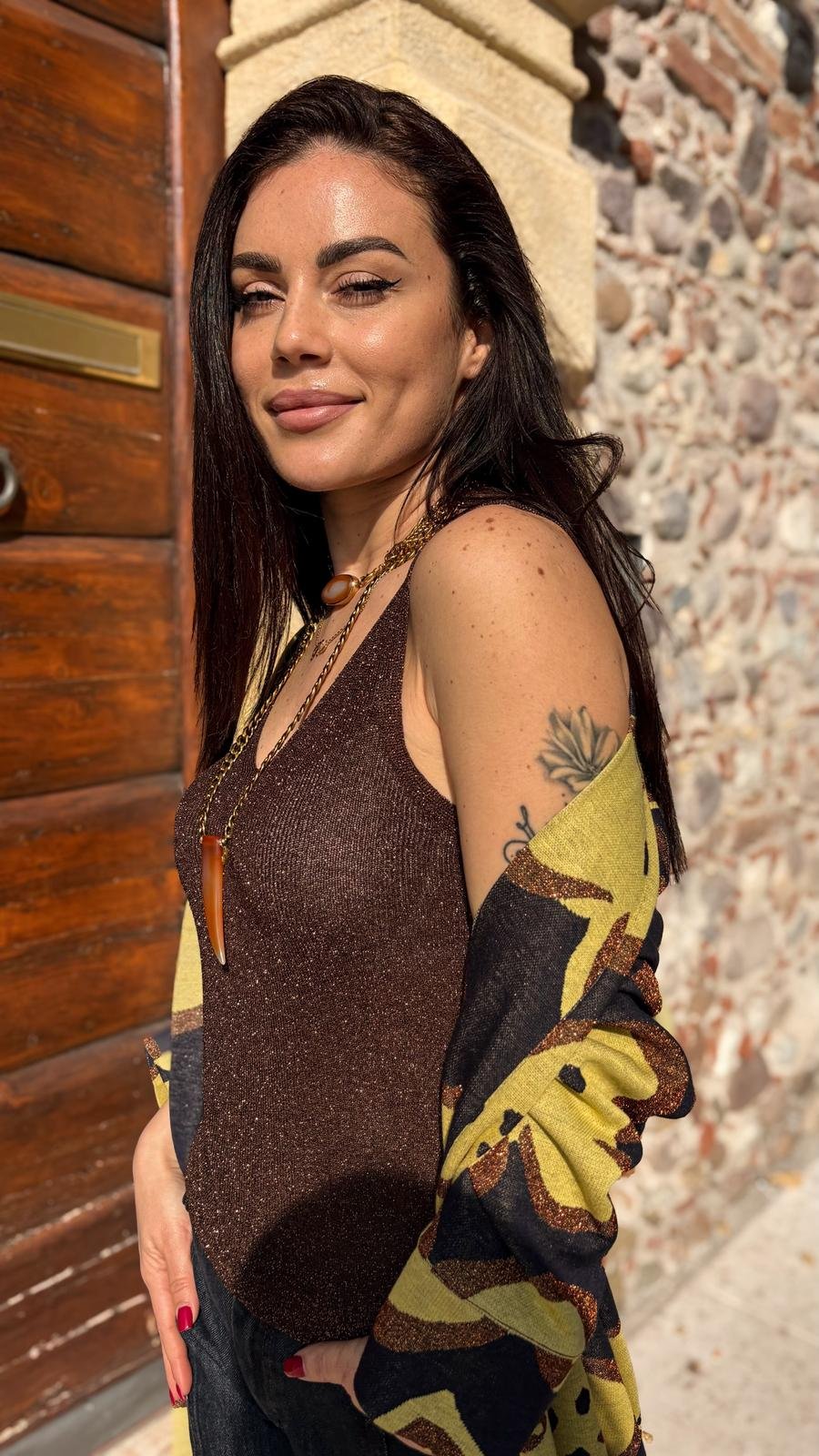 Top lurex Brown in viscosa elasticizzata