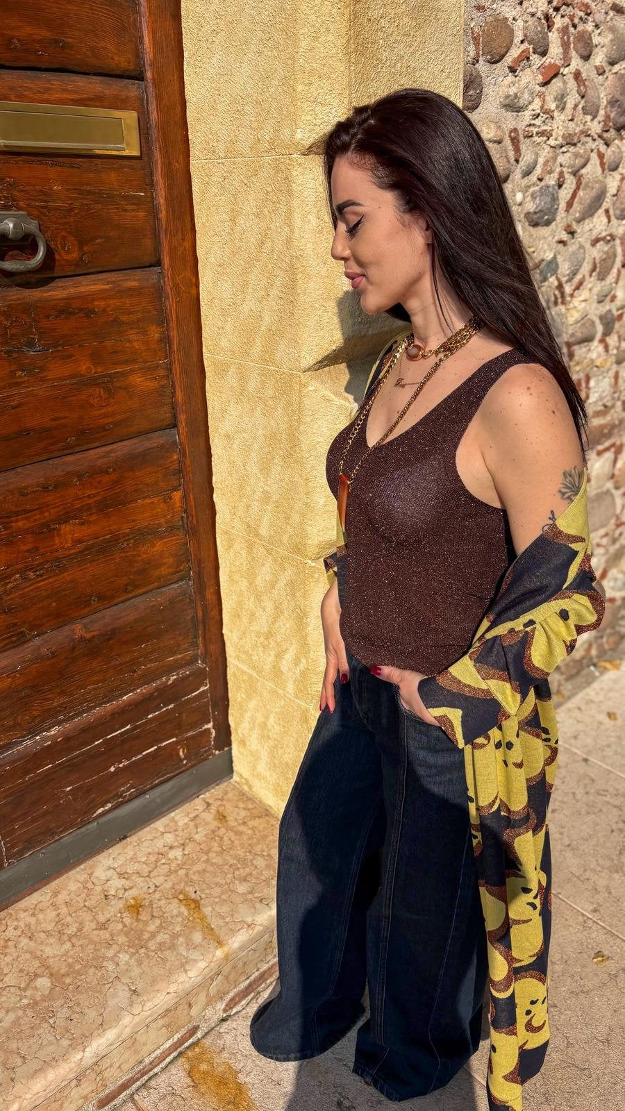 Top lurex Brown in viscosa elasticizzata