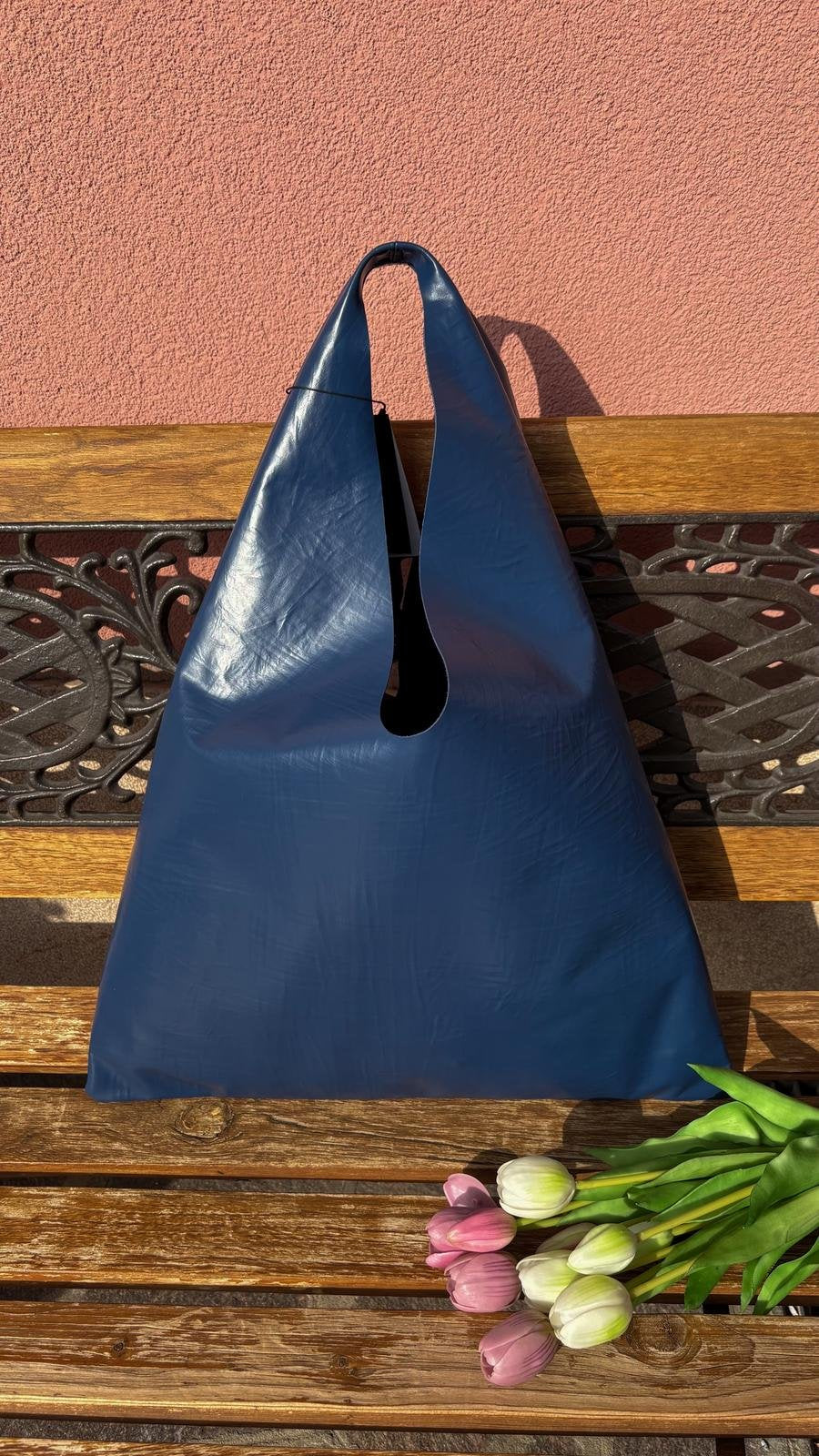 Borsa Hobo Morbida Blu Navy con Pochette