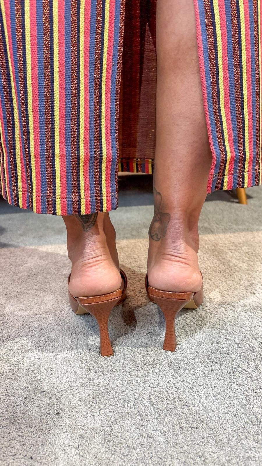 Mule Werner in Vera Pelle Stampa Lizard Cuoio