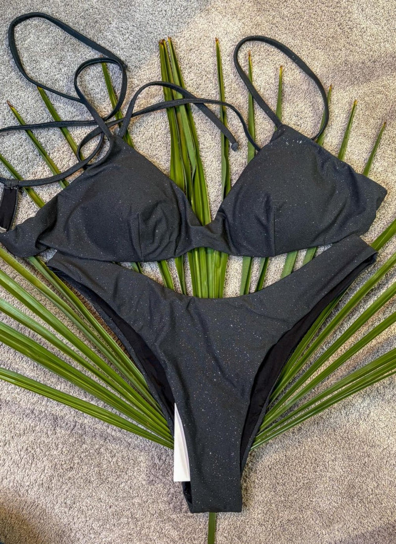 Bikini fascia nero lurex Tina