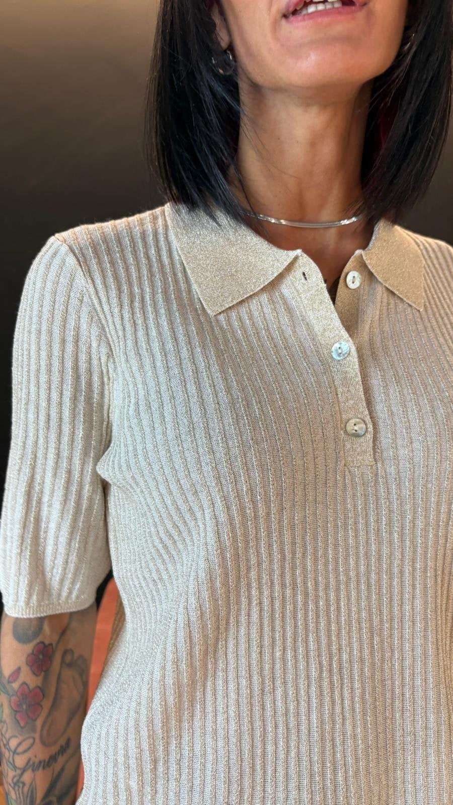 Polo Bianca lavorata in maglia - Bianco