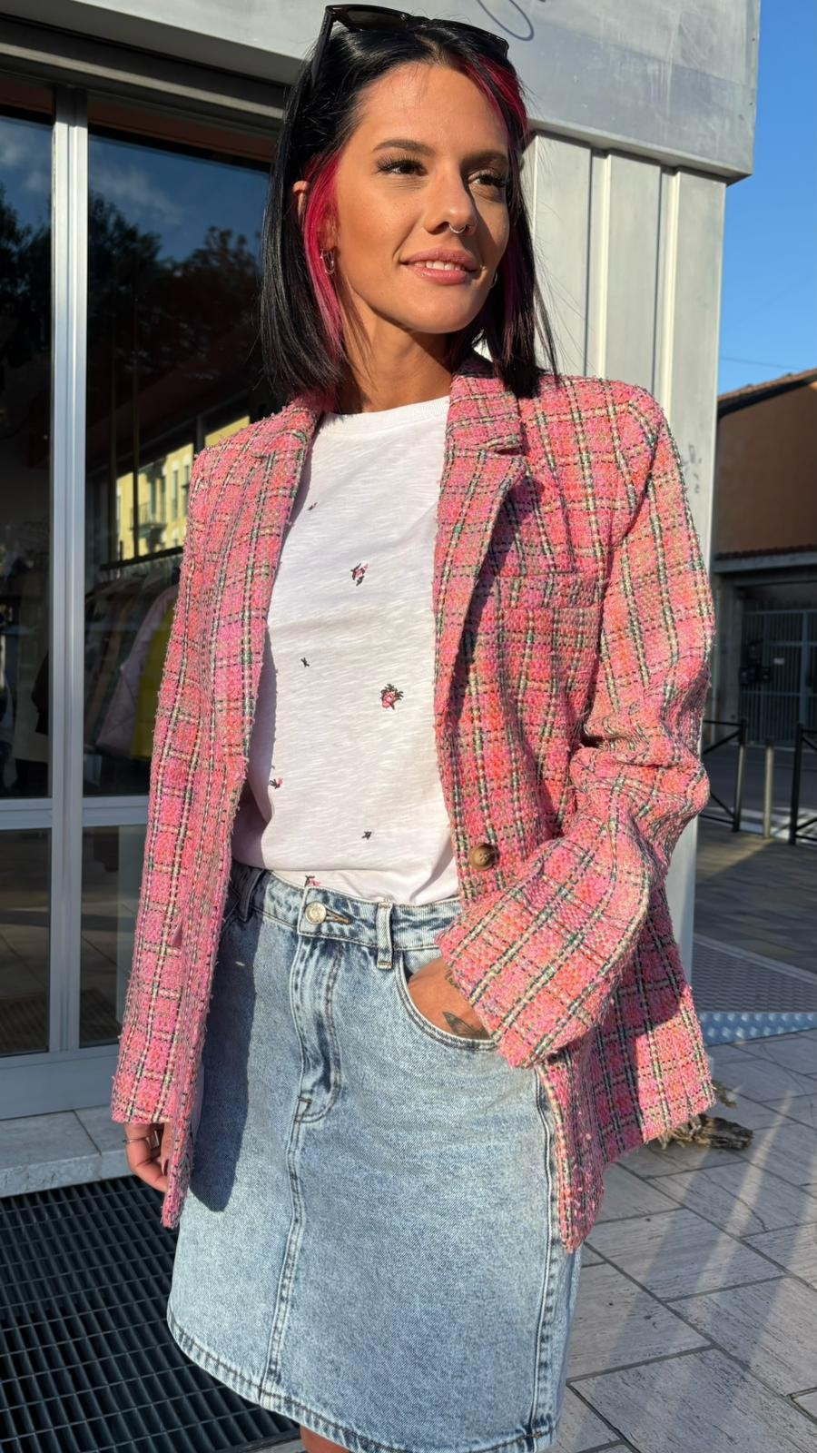 Blazer Rosa Check - Rosa
