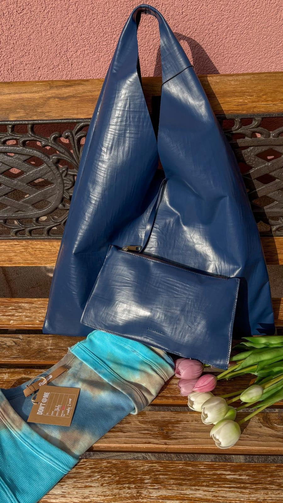 Borsa Hobo Morbida Blu Navy con Pochette