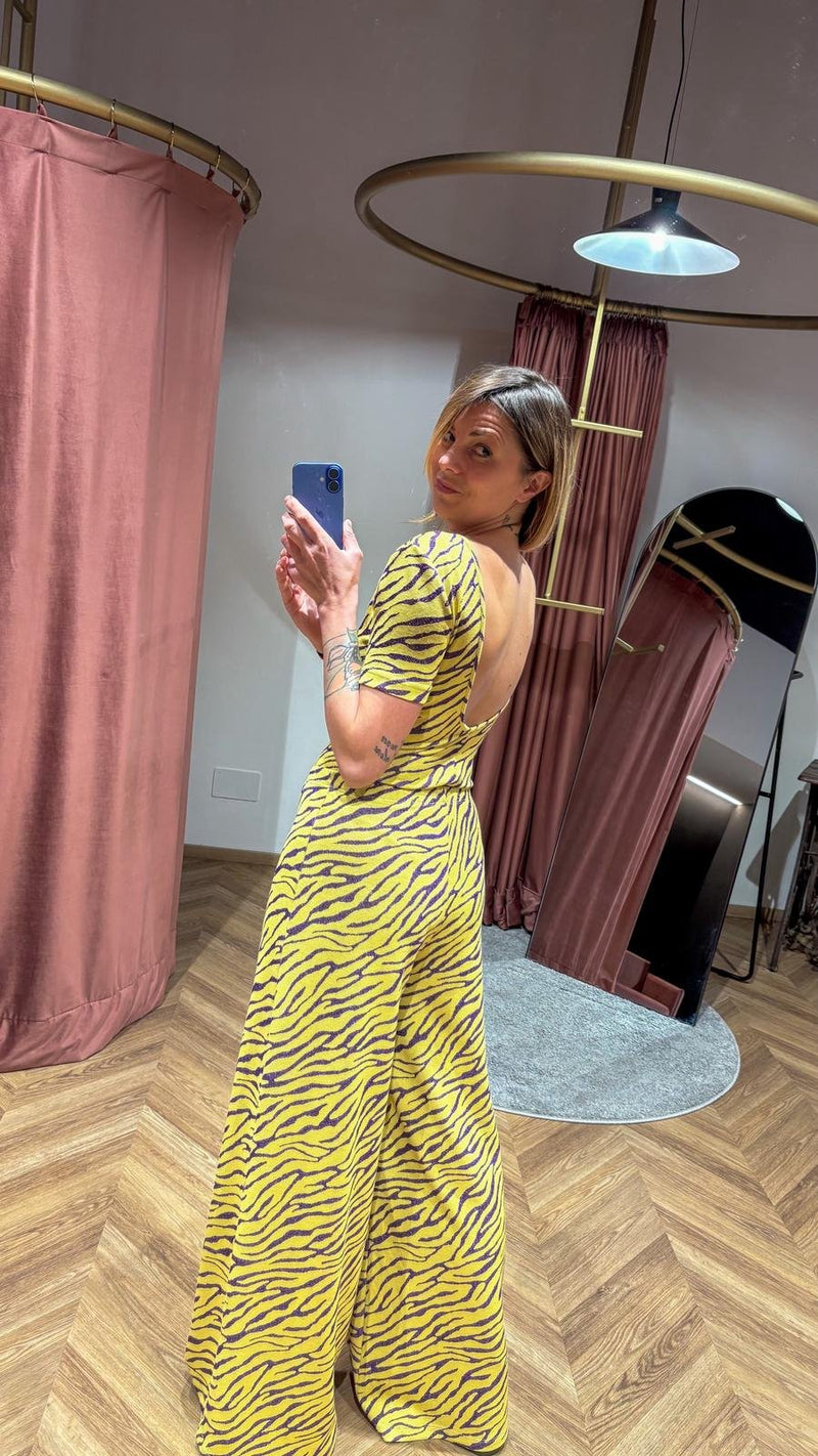 Body Mela Zebra Giallo in Viscosa e Lurex